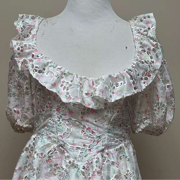 For Love & Lemons Magnolia Mini Dress White Multi Size Small - Picture 4 of 15